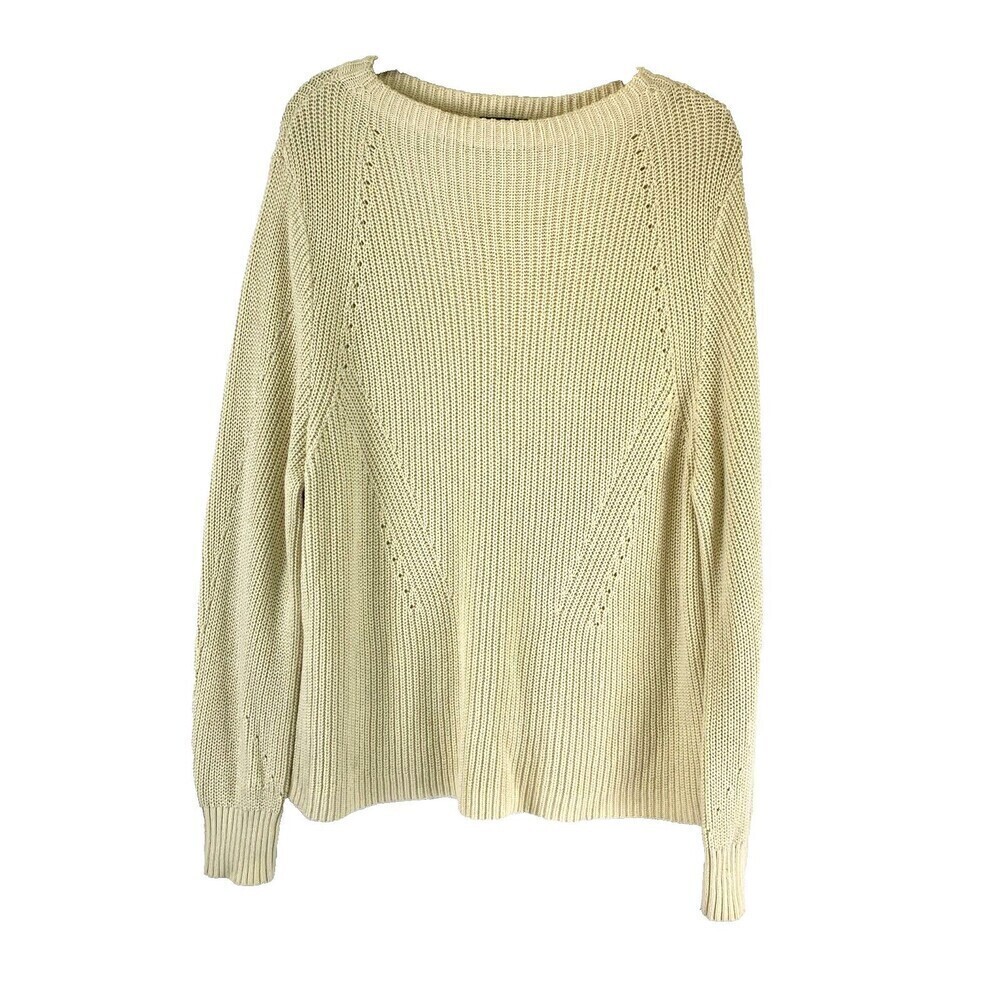 BOGO Pendleton Ribbed Knit Sweater Pullover Relaxed Boatneck Ivory Womens XL